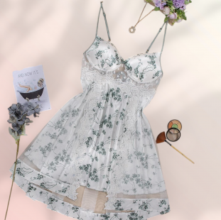 لانجرى ستان قصير  ابيض مشجر 