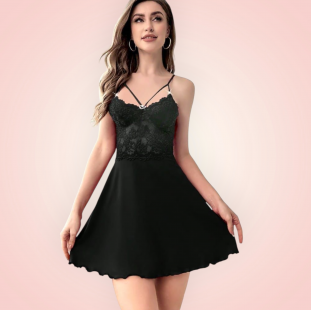 لانجري اسود دانتيل 